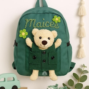 Sac à dos avec nom personnalisé pour tout-petits ours en peluche | Cartable pour enfants | Rentrée des classes, souvenir | Sac à dos ours en peluche, sac à dos en peluche personnalisé