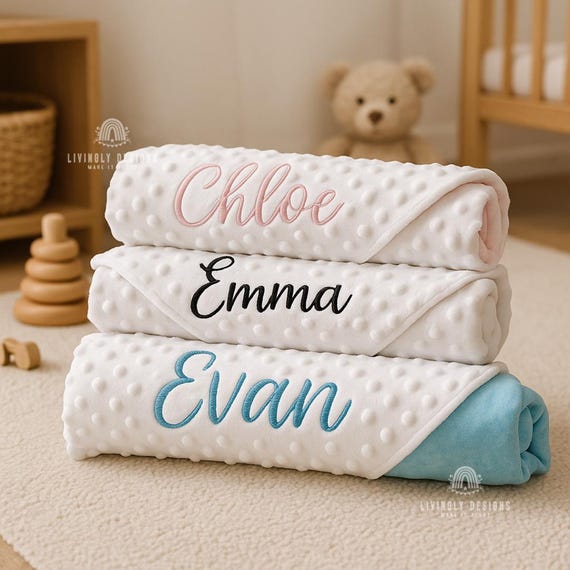 Personalized Baby Blanket: Bubble Fleece, Satin Trim, Custom