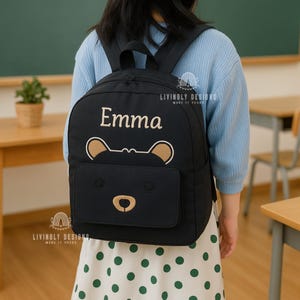 Personalized Name Bear Backpack for Kids, Toddler Bag, Embroidered Preschool Backpack, Travel Gift Boys Girls, Nursery Bag, Custom Rucksack