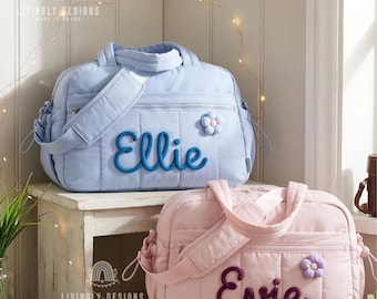 Benutzerdefinierte Name bestickt Reisetasche: Damen oder Kinder Übernacht oder Leichte Sporttasche