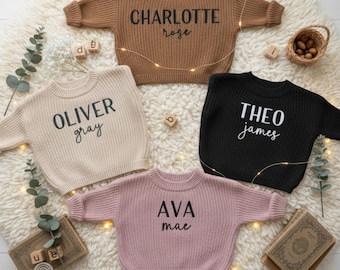Custom Embroidered Name Baby Sweater: Personalized Soft Toddler and Kids Pullover