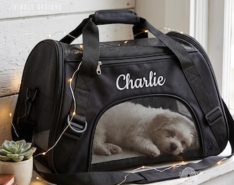 Personalized Pet Travel Carrier – Soft-Sided Bag with Mesh Ventilation