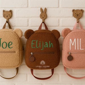 Sac à dos doux pour tout-petits ours en peluche avec nom personnalisé | Prénom brodé personnalisé | Souvenir de la rentrée | Sac à dos ours en peluche personnalisé