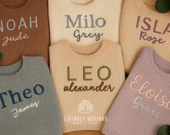 Custom Name Baby Sweater | Embroidered Toddler Sweater | Personalized Baby Sweater | Custom Keepsake | Soft Baby Toddler Sweater | Baby Gift