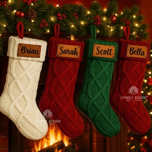Personalisierter Weihnachtsstrumpf: Lasergravierter Lederaufnäher mit Namen