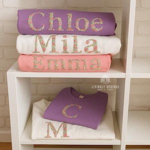 Suéter infantil con letras y nombres personalizados, bordado a máquina, recuerdo personalizado, sudadera suave, regalo