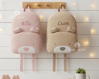 Gepersonaliseerde naam dierenrugzak: op maat geborduurde corduroy peutertas