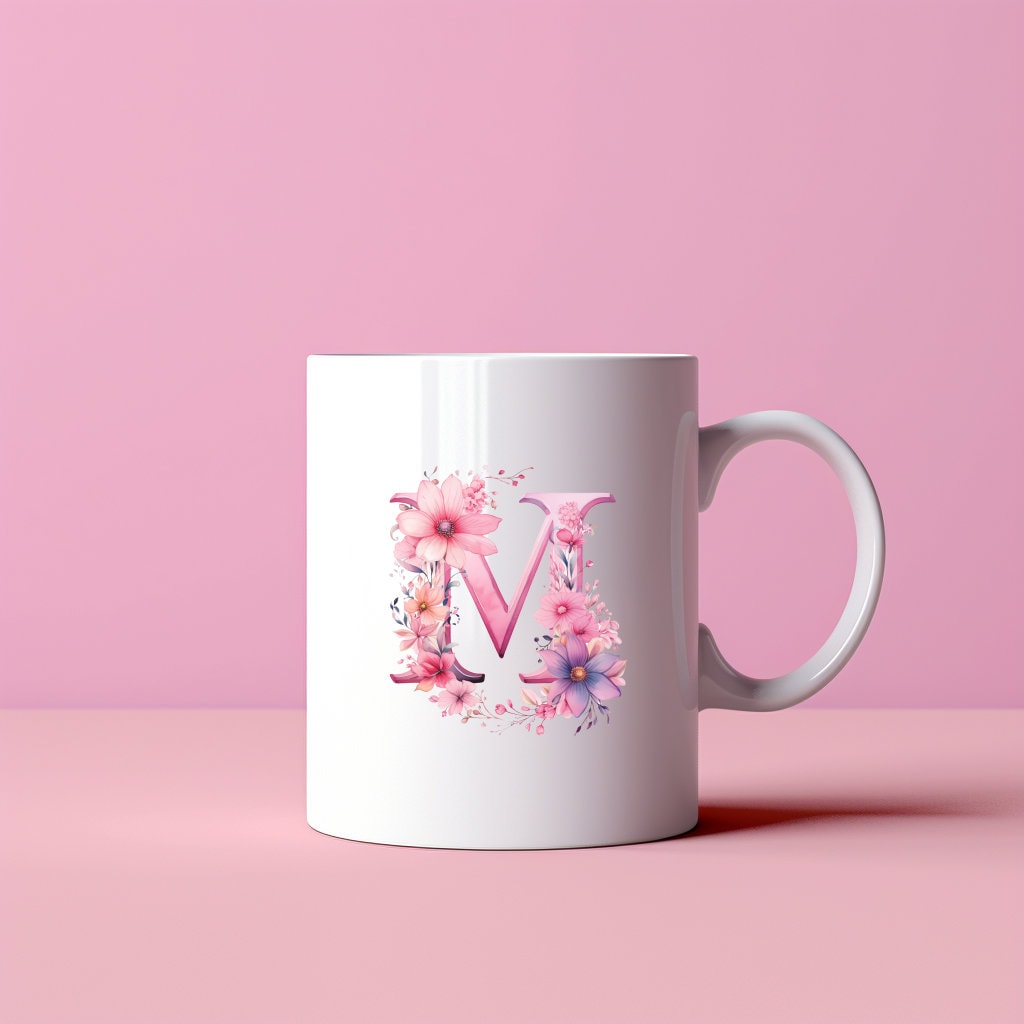 Pink Floral Letter M Graphic Transparent Letter Graphic Printable Art