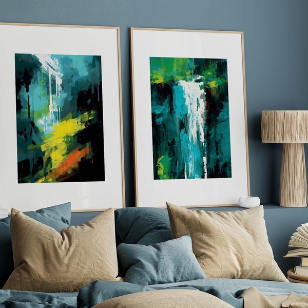 Abstract Waterfall Dreams Art Print, Set of 2 | Digital Art | Printable Art, Aesthetic Print, Wall Art, Digital Download, Home Decor