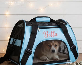 Custom Name Pet Travel Bag : Portable Soft Pet Carrier with Mesh Window