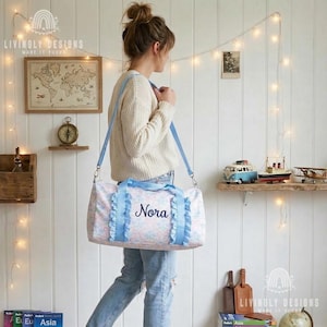 Bloom Travel Bag: Personalized Name Floral Duffel for Girls Overnight Trips
