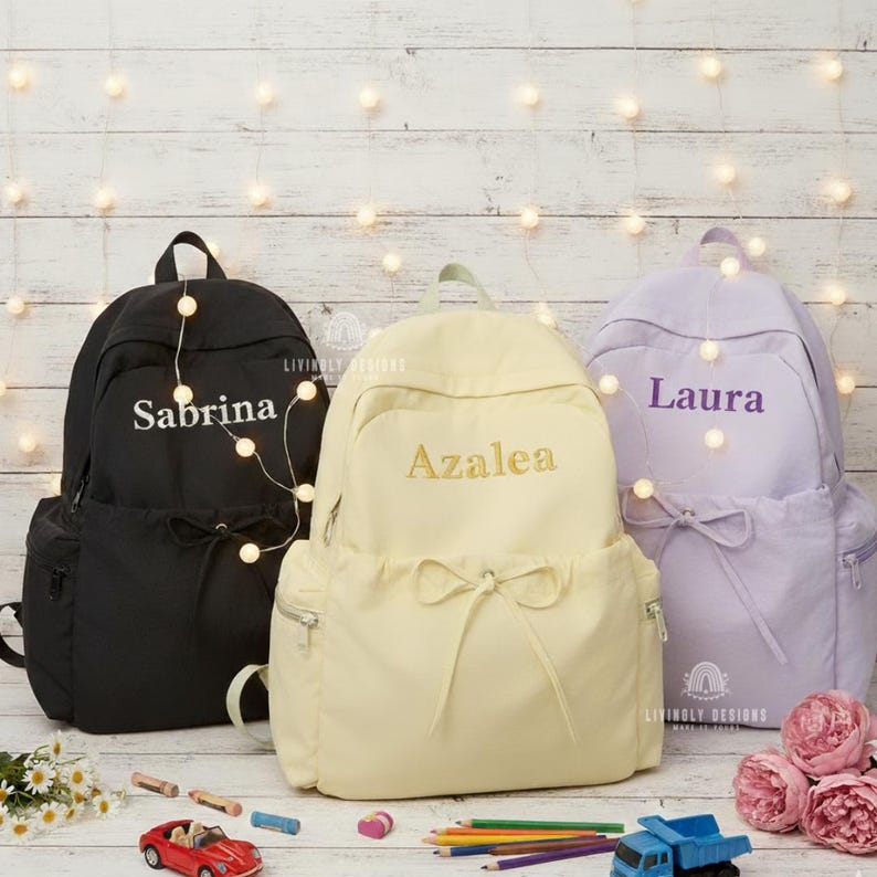 Small Backpack Names Custom Name Lightweight Backpack: Personalized Embroidered School ...