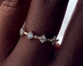 2.96 TCW Round Cut Bezel Set Moissanite Engagement Ring, Three Stone Bezel Set Ring, Double Band Set Wedding Ring For Bride Gift, Proposals