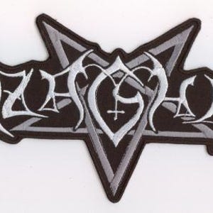Azaghal - White Logo Grey Pentagram Back Patch