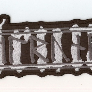 Helrunar - Weiss Graues Runen Logo Rückenaufnäher