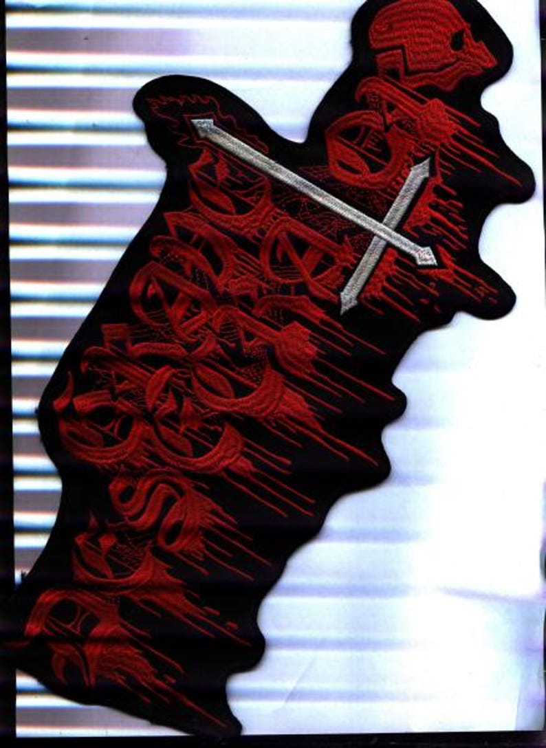 Grave Desecrator - Red Logo White Cross Back Patch - Etsy