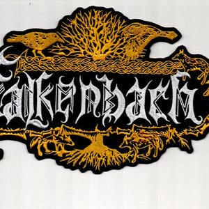 Falkenbach - Parches traseros con el logotipo dorado, blanco y dorado