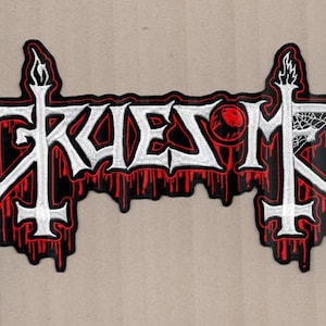 Gruesome - Röd och vit logotyp rygglapp