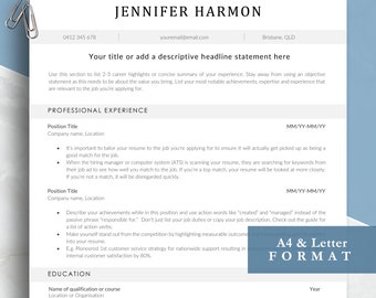 Professional Resume Template with ATS Optimisation, Word and Pages format, Customisable cover letter, Instant download