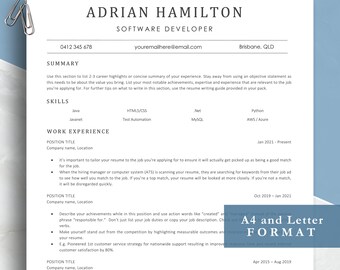 Software Developer Resume Template | ATS-Friendly Tech CV | Google Docs & Word | Modern Downloadable Resume 2025
