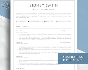 Professional resume template, Australian cv resume, ATS friendly cv, Professional CV design, Word resume