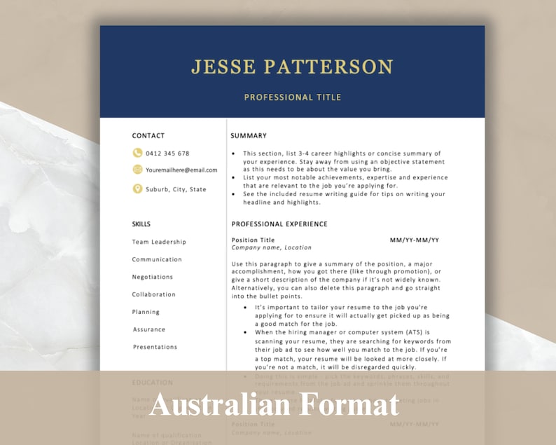 Australian Format Simple Resume - Il 794xN.4927811387 H4yh 