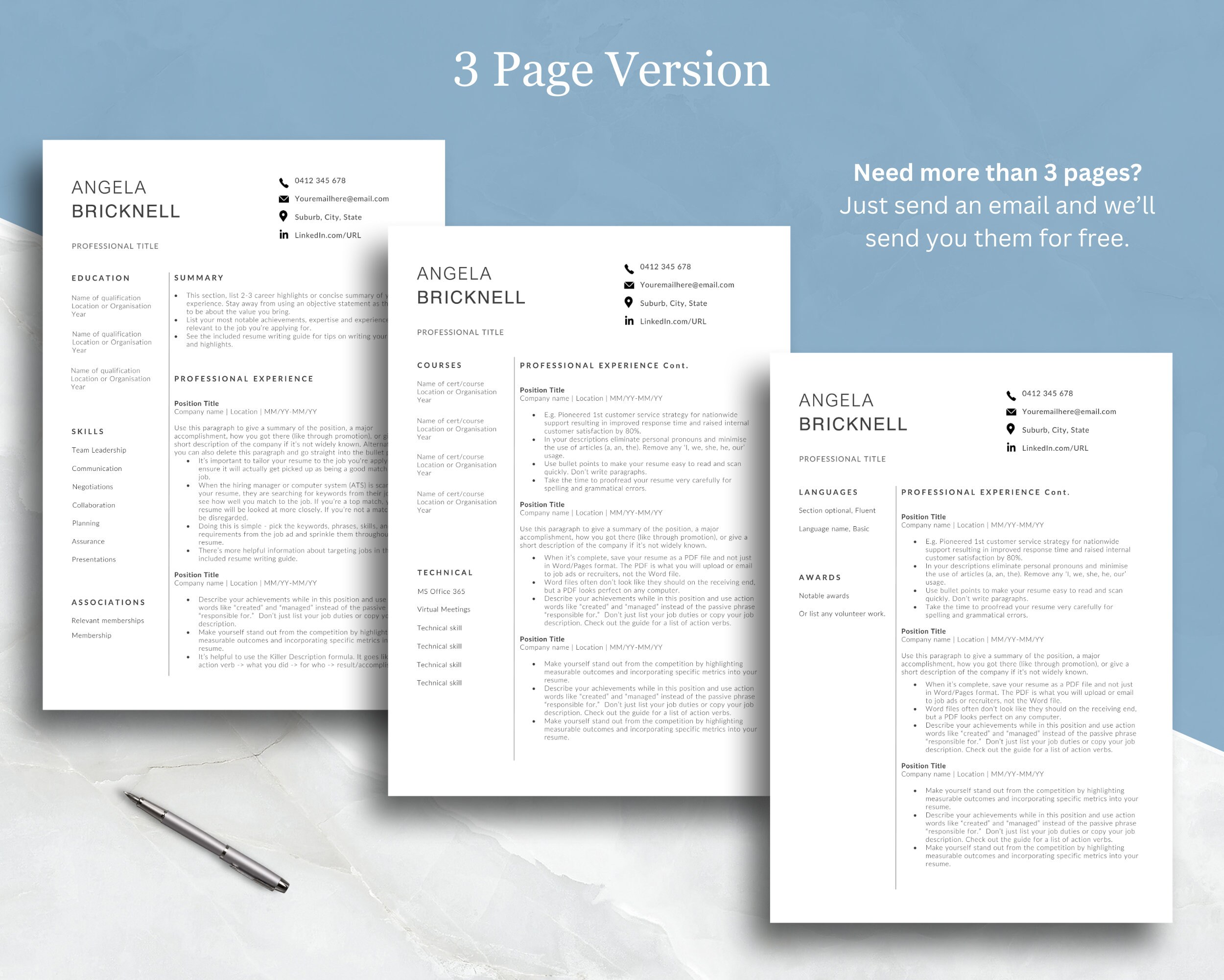 Professional Resume Template | Ats-friendly CV | AU Standard Format