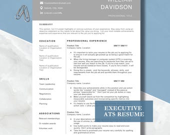 Australian Executive Resume Template, ATS Friendly CV for MS Word & Mac Pages, Modern Professional Resume, Corporate Job Application