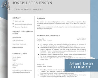 Technical Project Manager Resume Template – Modern CV, Cover Letter