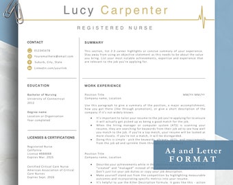 Registered Nurse and Medical Resume Template, Word and Pages format, Minimalist design, Customisable CV Template