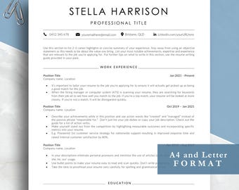 Modern, Simple Resume Template for Word Pages Google Docs, Instant Download, Resume and Cover letter template