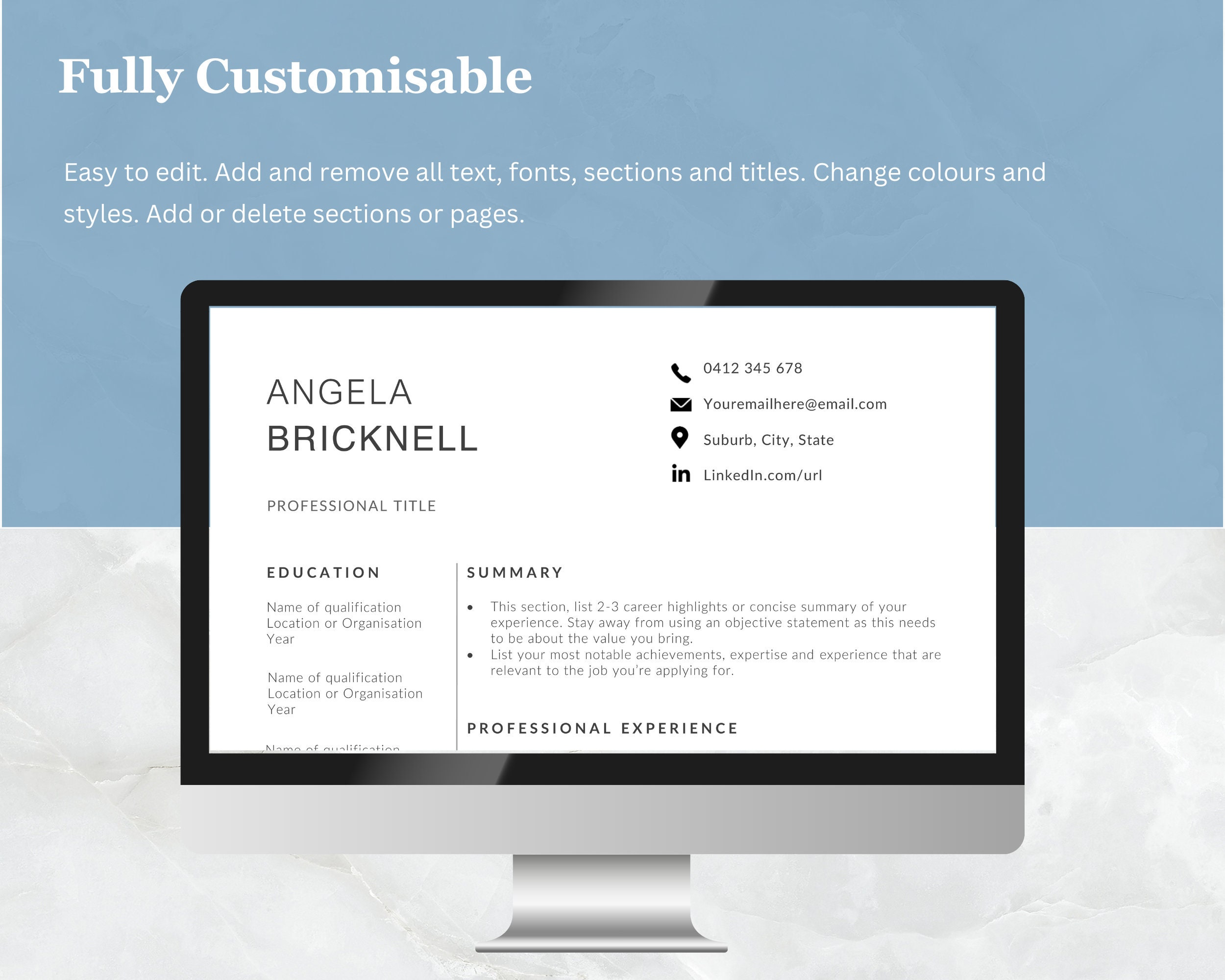 Professional Resume Template | Ats-friendly CV | AU Standard Format