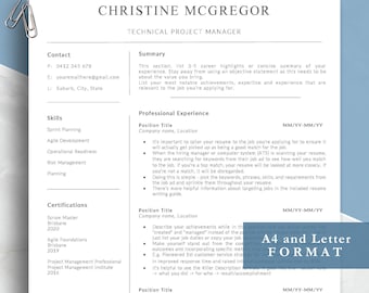 Technical Project Manager Resume Template, Australian CV Format