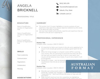 Professional Resume Template | ATS-Friendly CV | AU Standard Format | Word & Pages | Editable Download
