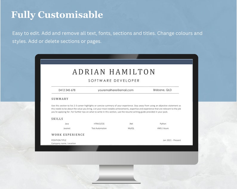 Software Developer Resume Template | Ats-friendly Tech CV | Google Docs ...