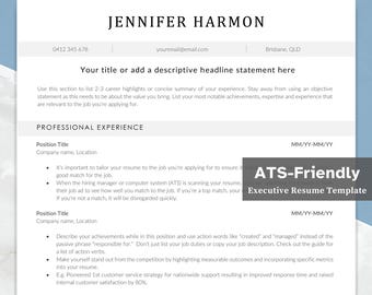 Professional Resume Template | ATS friendly | Word & Pages formats | Cover letter | Instant download