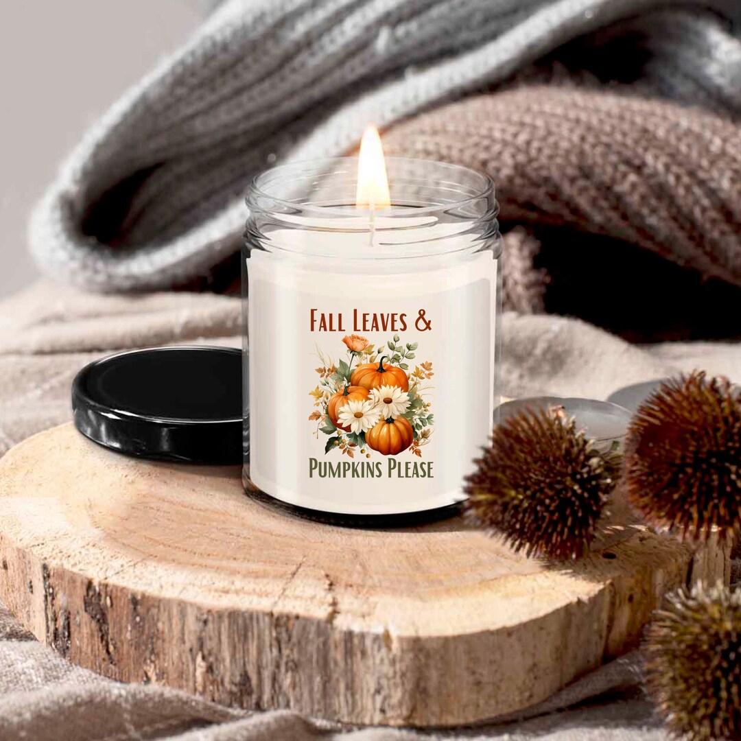 Pumpkins and Fall Leaves Candle, Cozy Fall Vibes, Autumn Delights ...