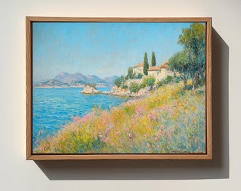 Serena costa mediterránea - Arte mural con paisaje digital - Vista al mar imprimible/768