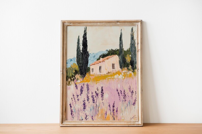 Provence Lavender Field Print, French Cottage Impressionist Art (Digital Download) image 6