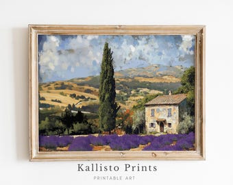 Provence Lavender House Print - Rustic French Countryside Art for Wall Decor/830