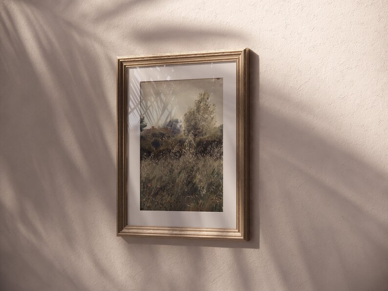 Impressionist Meadow Landscape Art Print | Rustic Garden View (Digital Download) image 10