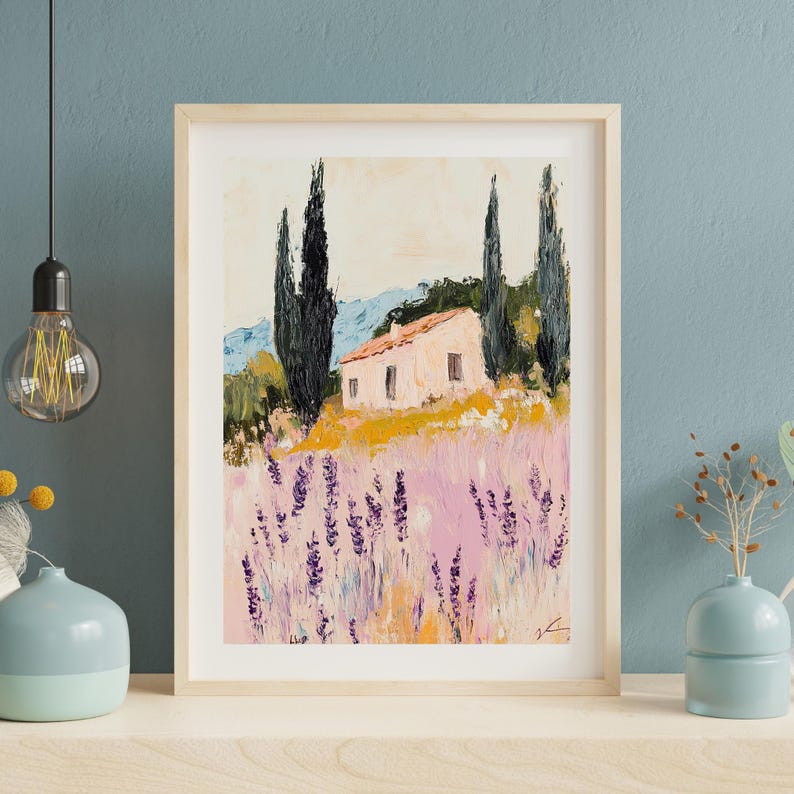 Provence Lavender Field Print, French Cottage Impressionist Art (Digital Download) image 5
