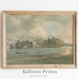 Vintage englische Landschaft druckbare Kunst, historische pastorale Landschaft digitaler Download, elegante Wohnkultur Wandkunst /109