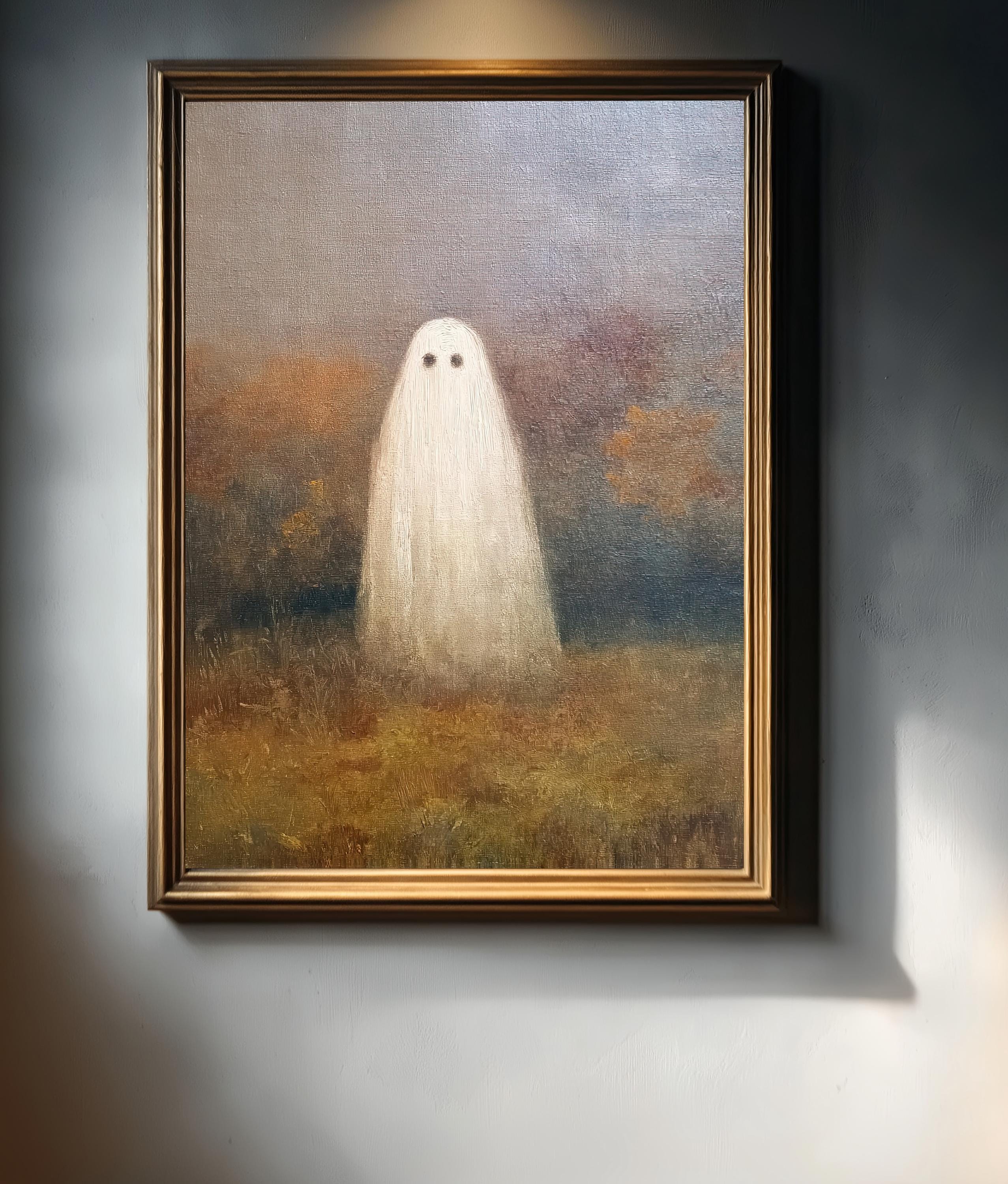 Ghost in Autumn Field Printable – Moody Minimalist Halloween Wall Art ...