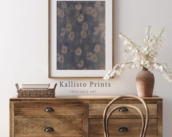 Antique Flower Pattern PRINTABLE Wall Art, Shibori Inspired Digital Art, Abstract Textile Design, Modern Boho Chic Wall Decor/173