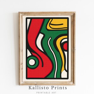 Bold Abstract Geometric Wall Art, Mid-Century Modern Print, Colorful Retro Artwork, Minimalist Graphic Design 976