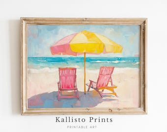 Beach Umbrella Art Print | Coastal Summer Decor (Digital Download)