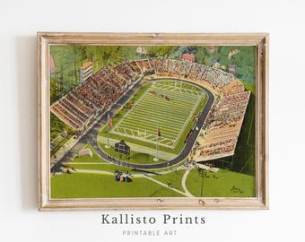 Vintage Football Stadium Art Print | Retro Americana Wall Decor (Digital Download)