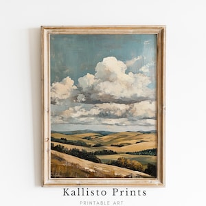 Golden Hills Landscape Wall Art - Serene Countryside Scene - Digital Printable Decor/528