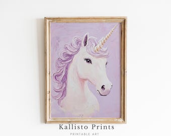 Pastel Unicorn Wall Art Print, Whimsical Nursery Decor (Digital Download)